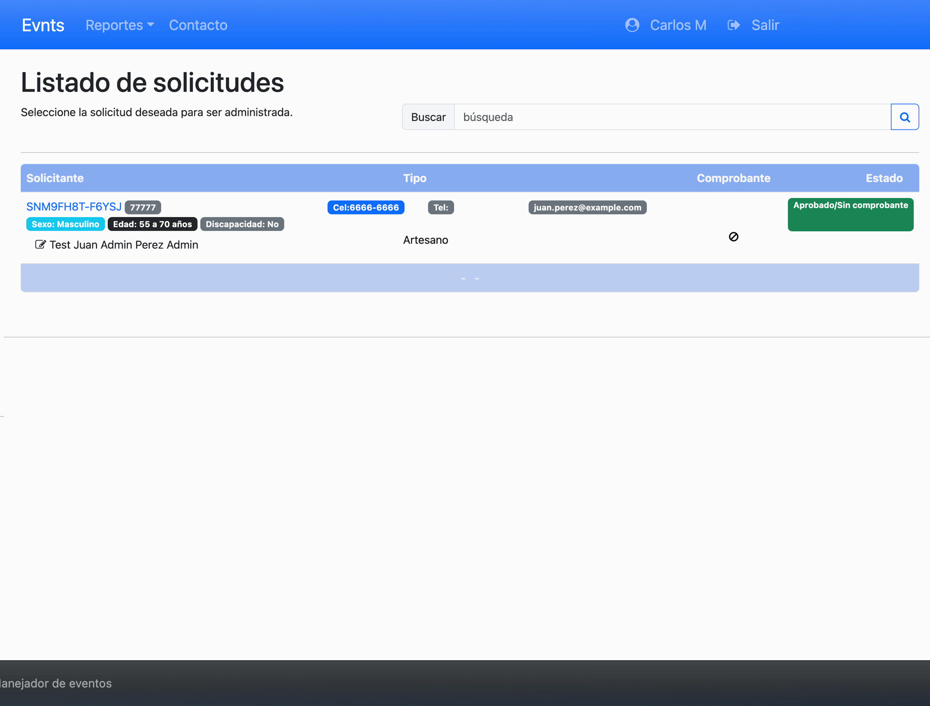 Listado de Solicitudes Real